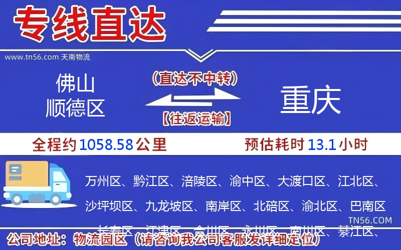 拉萨顺德区到重庆物流公司