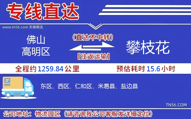 拉萨高妙区到攀枝花物流公司