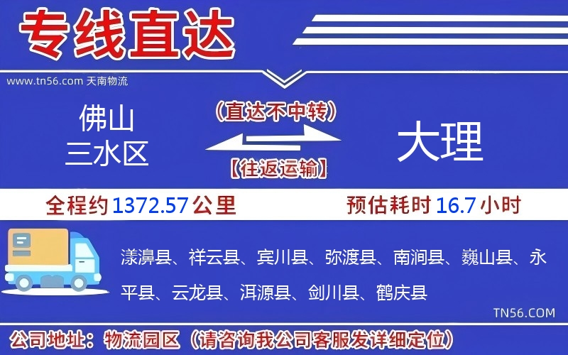拉萨三水区到大理物流公司