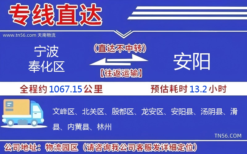 孝感奉化区到安阳物流公司