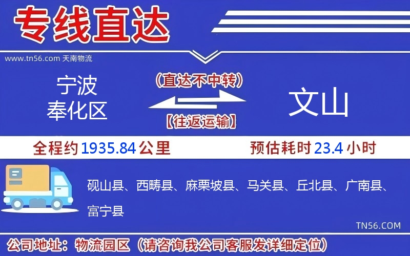 孝感奉化区到文山物流公司