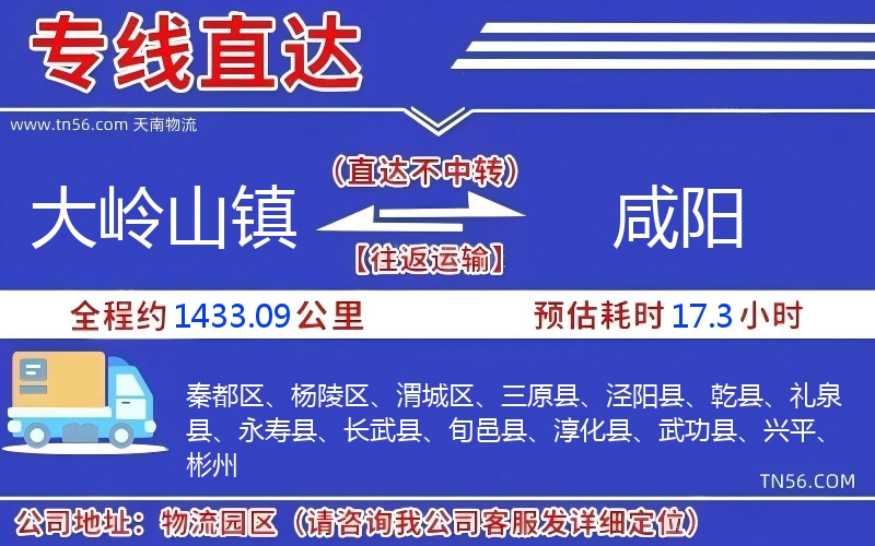 大岭山镇到咸阳物流公司