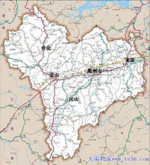 汉中到株洲市物流地图